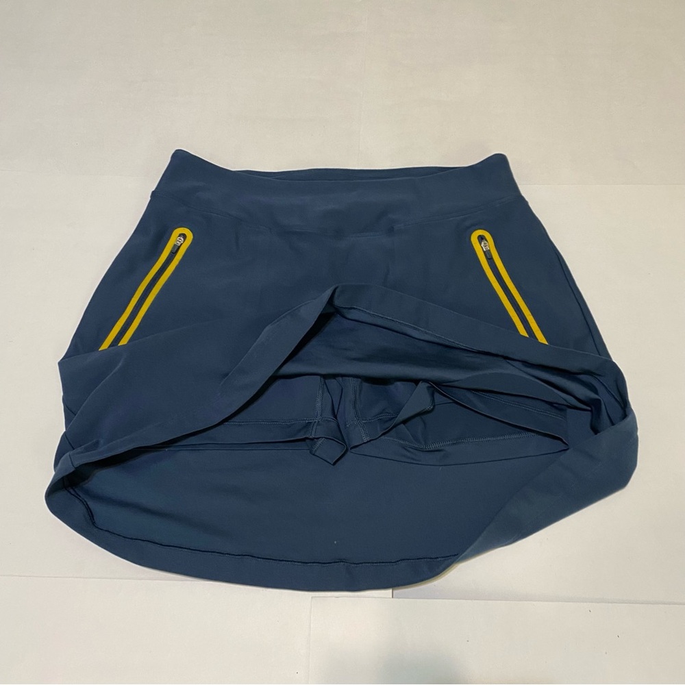 Nike A-Line Skort in Blue with Yellow Zippers - Picture 6 of 9